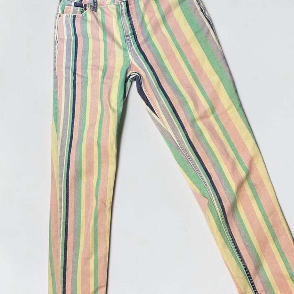 BDG Urban Outfitters Pastel Rainbow Stripe Skinny Jeans - Picture 2 of 5